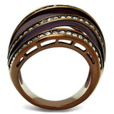 IP Coffee light Stainless Steel Ring with Top Grade Crystal  in Clear