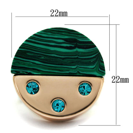 IP Rose Gold(Ion Plating) Stainless Steel Ring with Synthetic MALACHITE in Emerald