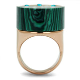 IP Rose Gold(Ion Plating) Stainless Steel Ring with Synthetic MALACHITE in Emerald