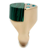 IP Rose Gold(Ion Plating) Stainless Steel Ring with Synthetic MALACHITE in Emerald