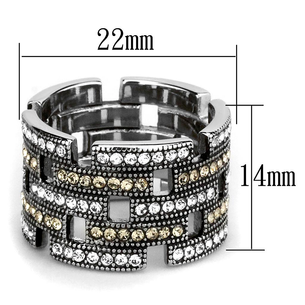 High polished (no plating) Stainless Steel Ring with Top Grade Crystal  in Multi Color
