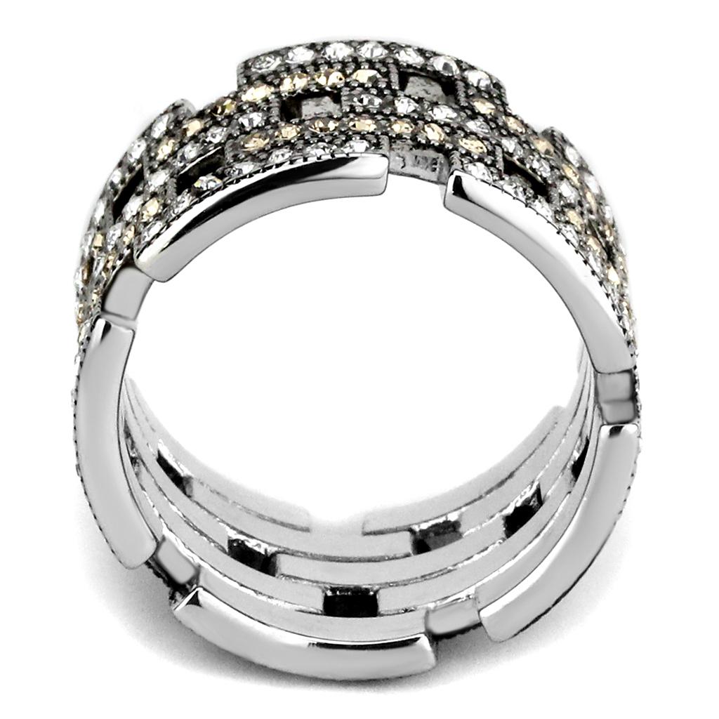 High polished (no plating) Stainless Steel Ring with Top Grade Crystal  in Multi Color