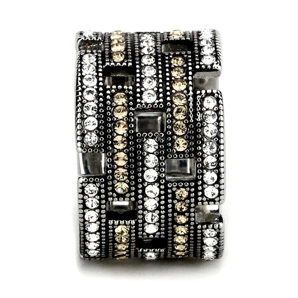 High polished (no plating) Stainless Steel Ring with Top Grade Crystal  in Multi Color