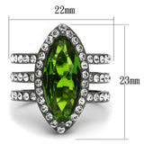 IP Light Black  (IP Gun) Stainless Steel Ring with Synthetic Synthetic Glass in Peridot