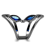 IP Light Black  (IP Gun) Stainless Steel Ring with Synthetic Spinel in London Blue