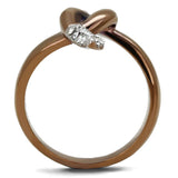 Two Tone IP Light Brown (IP Light coffee) Stainless Steel Ring with Top Grade Crystal  in Clear