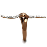 Two Tone IP Light Brown (IP Light coffee) Stainless Steel Ring with Top Grade Crystal  in Clear