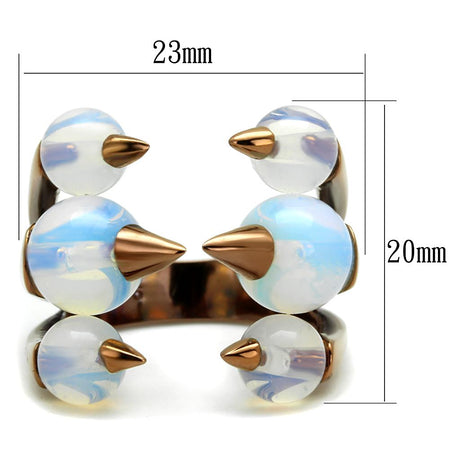 IP Coffee light Stainless Steel Ring with Synthetic Synthetic Glass in White