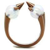 IP Coffee light Stainless Steel Ring with Synthetic Synthetic Glass in White