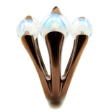 IP Coffee light Stainless Steel Ring with Synthetic Synthetic Glass in White