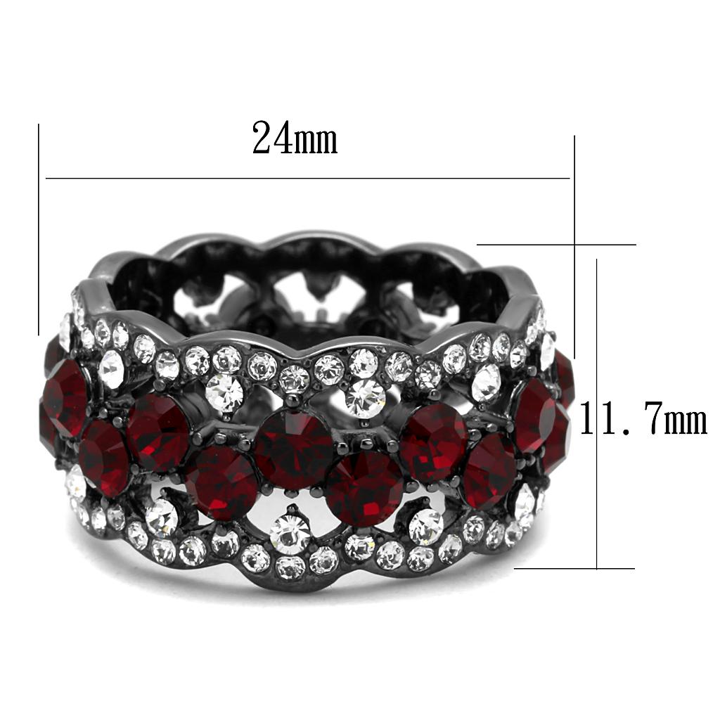 IP Light Black  (IP Gun) Stainless Steel Ring with Top Grade Crystal  in Siam