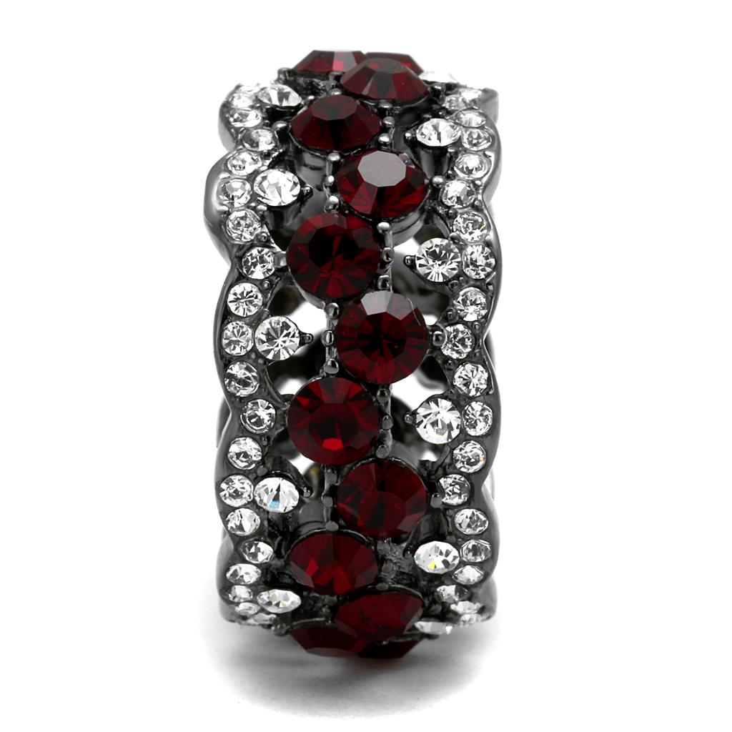 IP Light Black  (IP Gun) Stainless Steel Ring with Top Grade Crystal  in Siam