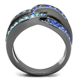 IP Light Black  (IP Gun) Stainless Steel Ring with Top Grade Crystal  in Multi Color