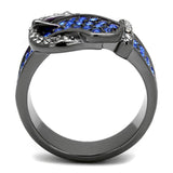 IP Light Black  (IP Gun) Stainless Steel Ring with Top Grade Crystal  in Multi Color