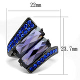 IP Light Black  (IP Gun) Stainless Steel Ring with AAA Grade CZ  in Tanzanite