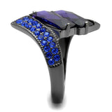 IP Light Black  (IP Gun) Stainless Steel Ring with AAA Grade CZ  in Tanzanite