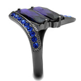 IP Light Black  (IP Gun) Stainless Steel Ring with AAA Grade CZ  in Tanzanite