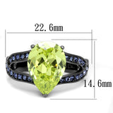 IP Light Black  (IP Gun) Stainless Steel Ring with AAA Grade CZ  in Apple Green color