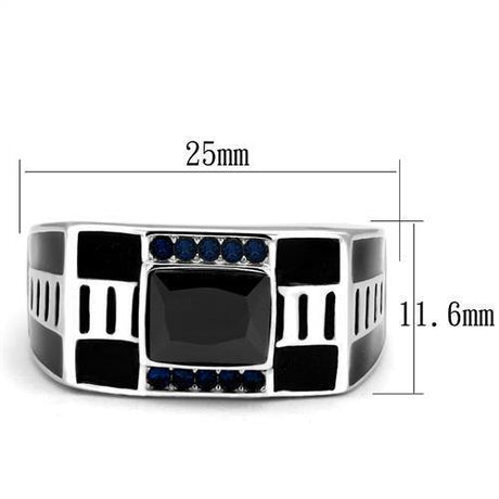High polished (no plating) Stainless Steel Ring with AAA Grade CZ  in Black Diamond