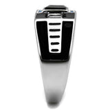 High polished (no plating) Stainless Steel Ring with AAA Grade CZ  in Black Diamond