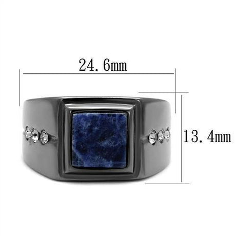 IP Light Black  (IP Gun) Stainless Steel Ring with Blue Sand  in Montana