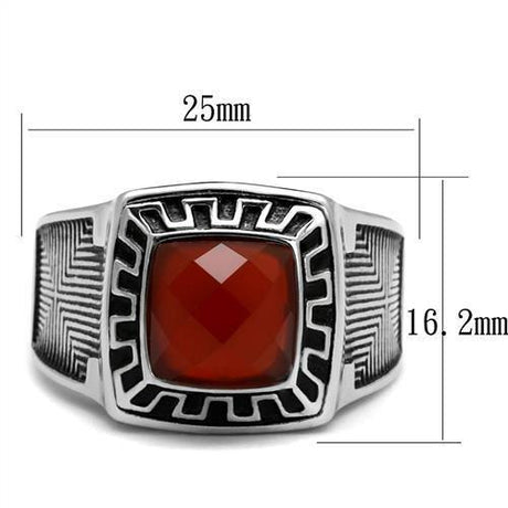 High polished (no plating) Stainless Steel Ring with Semi-Precious Agate in Siam