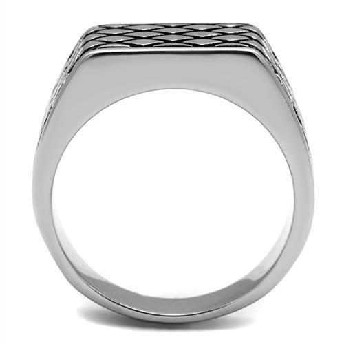 High polished (no plating) Stainless Steel Ring with Epoxy  in Jet