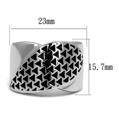High polished (no plating) Stainless Steel Ring with Epoxy  in Jet