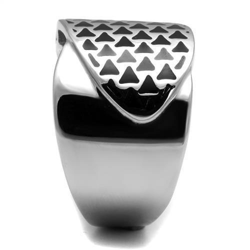 High polished (no plating) Stainless Steel Ring with Epoxy  in Jet