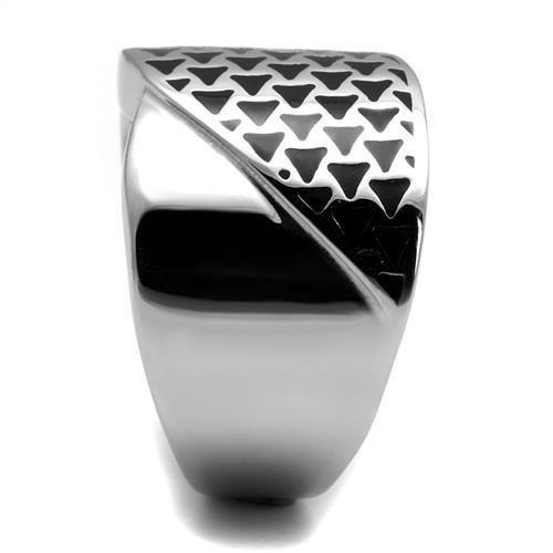 High polished (no plating) Stainless Steel Ring with Epoxy  in Jet
