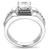 High polished (no plating) Stainless Steel Ring with AAA Grade CZ  in Clear