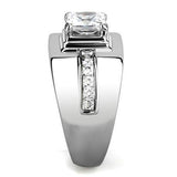 High polished (no plating) Stainless Steel Ring with AAA Grade CZ  in Clear