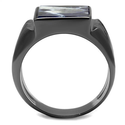 IP Light Black  (IP Gun) Stainless Steel Ring with Semi-Precious Sodalite in Capri Blue