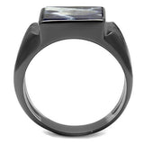 IP Light Black  (IP Gun) Stainless Steel Ring with Semi-Precious Sodalite in Capri Blue