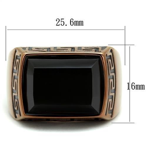 IP Coffee light Stainless Steel Ring with Synthetic Onyx in Jet