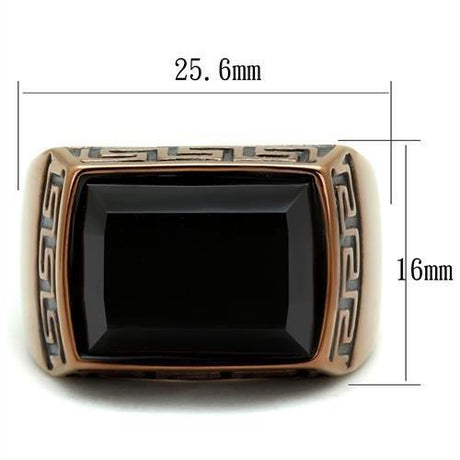 IP Coffee light Stainless Steel Ring with Synthetic Onyx in Jet