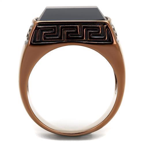 IP Coffee light Stainless Steel Ring with Synthetic Onyx in Jet