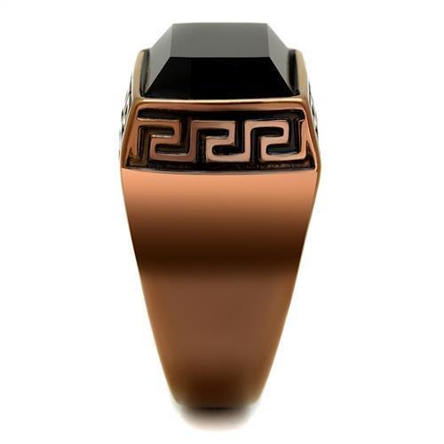 IP Coffee light Stainless Steel Ring with Synthetic Onyx in Jet