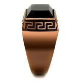 IP Coffee light Stainless Steel Ring with Synthetic Onyx in Jet