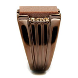 IP Coffee light Stainless Steel Ring with Semi-Precious Gold Sand Stone in Siam