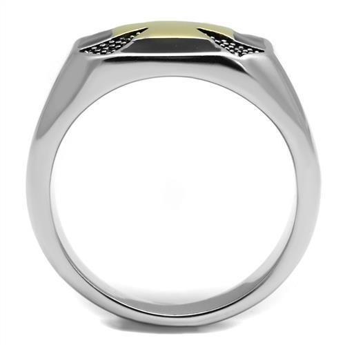 Two-Tone IP Gold (Ion Plating) Stainless Steel Ring with Epoxy  in Jet