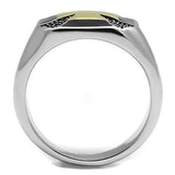Two-Tone IP Gold (Ion Plating) Stainless Steel Ring with Epoxy  in Jet