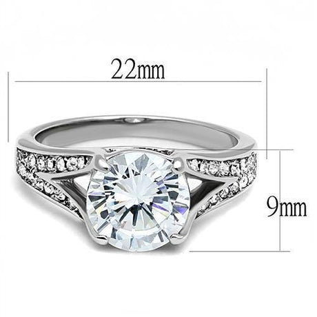 High polished (no plating) Stainless Steel Ring with AAA Grade CZ  in Clear