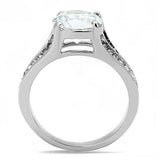High polished (no plating) Stainless Steel Ring with AAA Grade CZ  in Clear