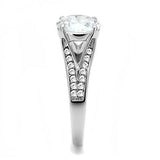 High polished (no plating) Stainless Steel Ring with AAA Grade CZ  in Clear