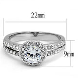 High polished (no plating) Stainless Steel Ring with AAA Grade CZ  in Clear