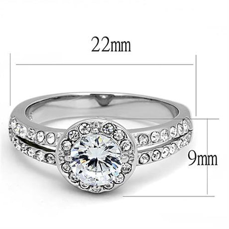 High polished (no plating) Stainless Steel Ring with AAA Grade CZ  in Clear