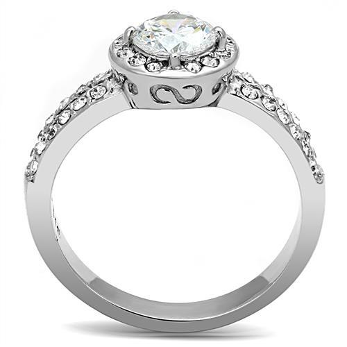 High polished (no plating) Stainless Steel Ring with AAA Grade CZ  in Clear