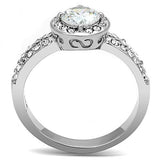 High polished (no plating) Stainless Steel Ring with AAA Grade CZ  in Clear