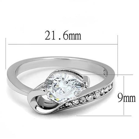 High polished (no plating) Stainless Steel Ring with AAA Grade CZ  in Clear